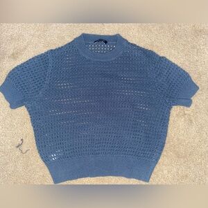 Ann Taylor Crochet Short Sleeve Sweater - M